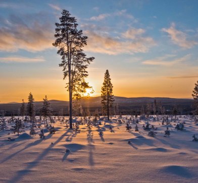 Außerhalb des Iglus lädt die einzigartige Winterwelt Lapplands zum Erkunden ein.