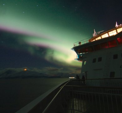 Nordlicht über der MS Finnmarken© Michael Hunnekuhl/Hurtigruten